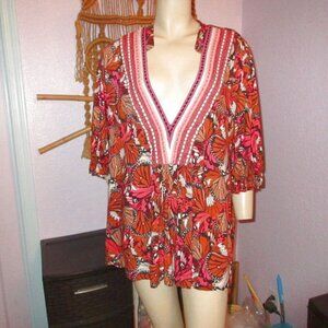 Blank London Anthropologie Embroidered Stephanie Tunic Top Size 3X Butterfly